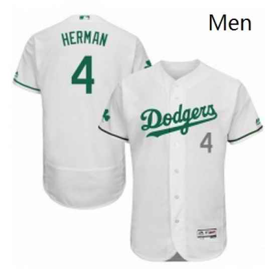 Mens Majestic Los Angeles Dodgers 4 Babe Herman White Celtic Flexbase Authentic Collection MLB Jersey
